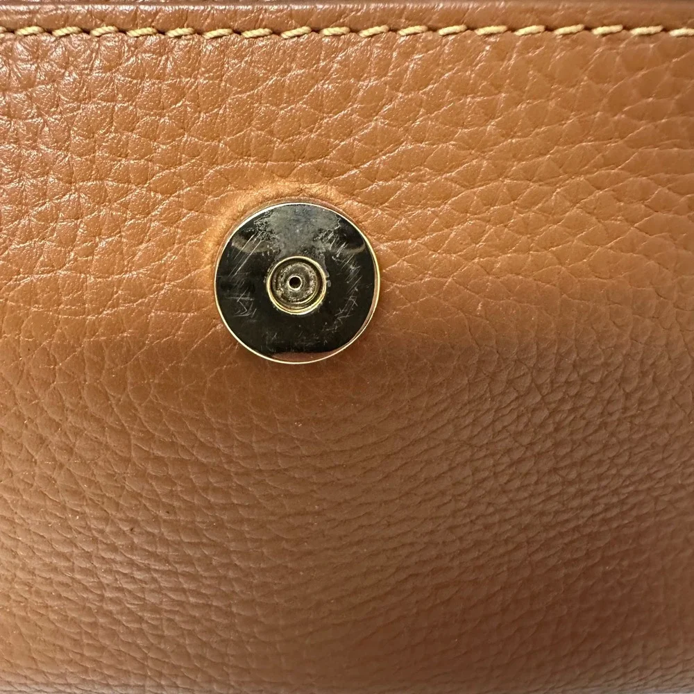 Dooney & Bourke Pebbled Leather Satchel Bag Ginger Tan Tassel Gold Hardware
